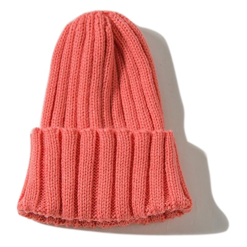 6 Children's knitted hat parent-child 2019 new autumn and winter Korean style fashionable solid color curling men's and women's warm wool hat