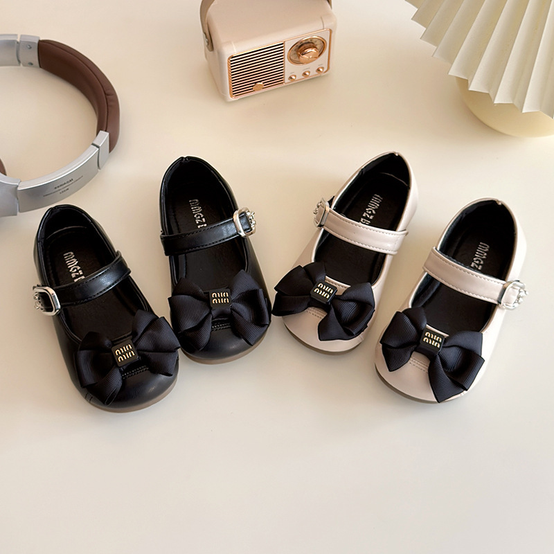 Girl's Small Leather Shoes Spring and Autumn 2025 Western Style New Children's Soft-soled Princess Shoes Girl's Western Style Bow Single-layer Shoes