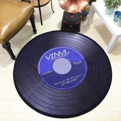 Picture of Cross-border Retro Fashion Personalized Music Vinyl Records Round Non-slip Living Room Bedroom Stool Floor Mat Carpet