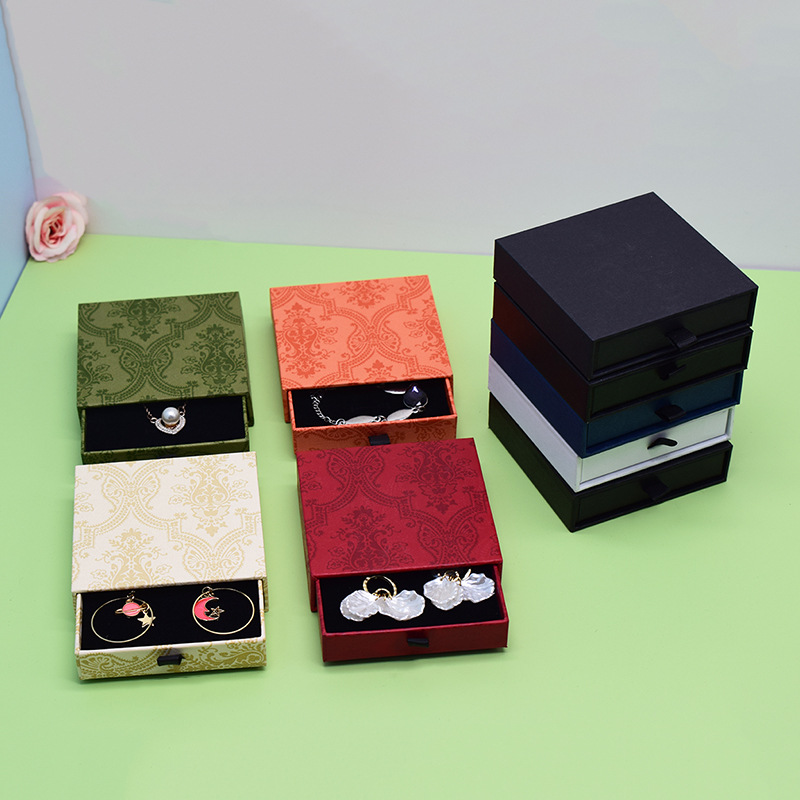 Jewelry super hard color texture drawer box 9.5x 9.5x 2.5 spot printed logo foreign trade domestic box