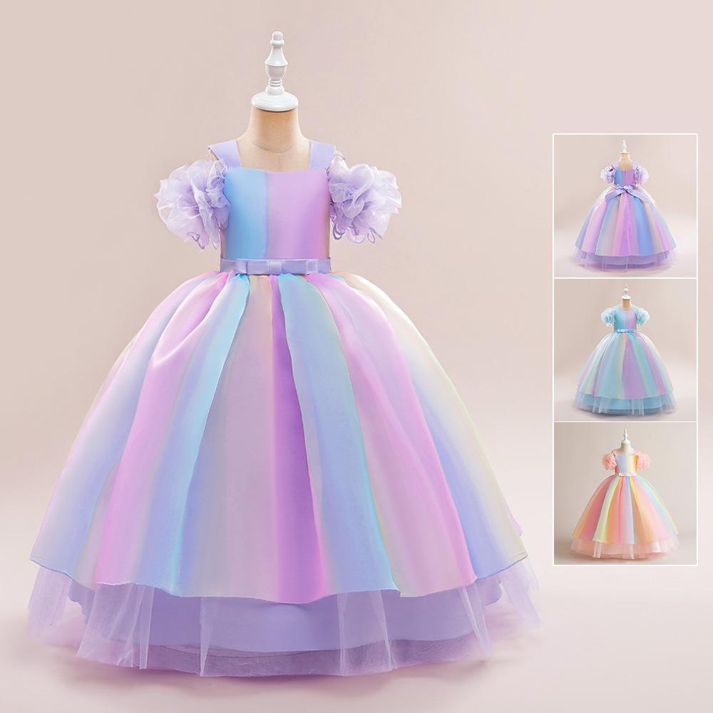 Picture of Girl's Gauze Princess Dress Rainbow Gradient Flower Girl Long Dress dress Girl's Dress Party Long Dress