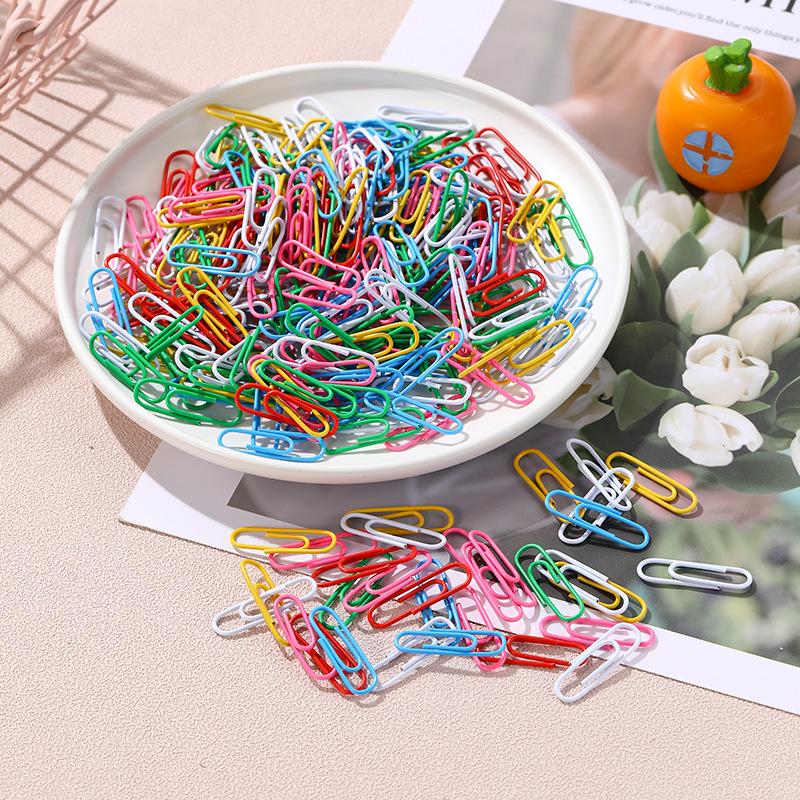 Cross-border bulk color paper clip student office supplies 28mm plastic paper clip set combination stationery wholesale