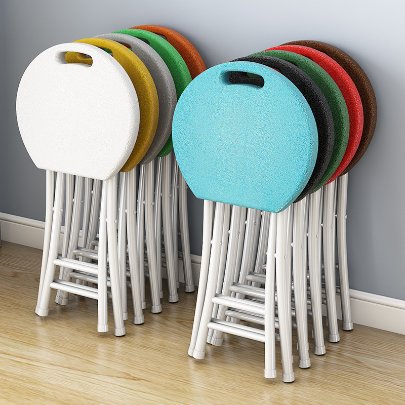 Plastic Folding Stool Chair Household Chair Simple Dining Table Adult High Round Stool Bathroom Small Bench Simple and Portable