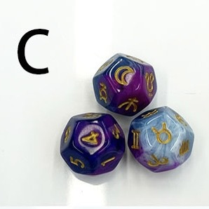 Picture of 12-sided two-color star symbol DICE twelve-sided constellation DICE D12 game Lucky Star throw sieve DICE