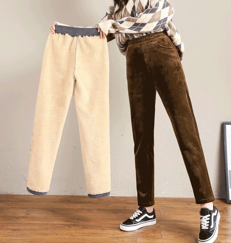 fleece-lined Casual Pants Autumn and Winter New Thickened Corduroy Women's Carrot Pants Loose Korean-style Harlan Pants Daddy Pants