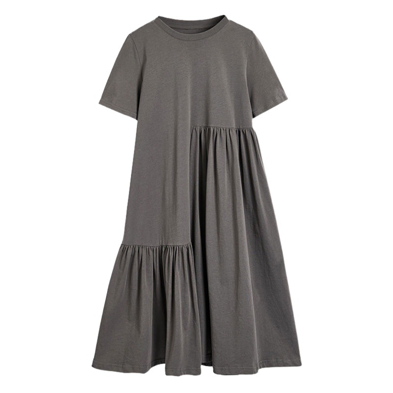 Maternity Wear Summer Dress Summer Loose Short-Sleeved Skirt Asymmetrical Mid-Length Trendy Mom Maternity Dress Summer Skirt