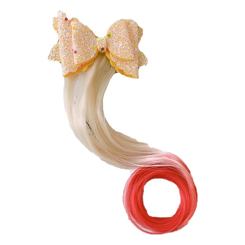 Cross-border Korean style children's wig cute bow color wig children's color woven wig hair accessories