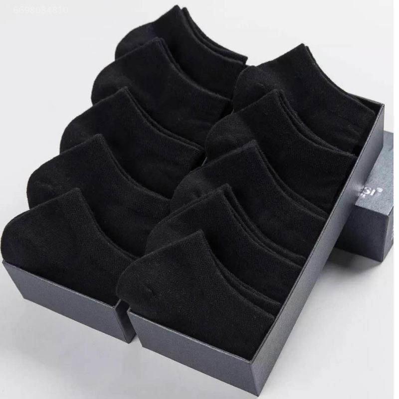 Picture of Socks Men's Summer Solid Color Black and White Grey Boat Socks Unisex Low Mouth Breathable Short Socks Low Top Socks
