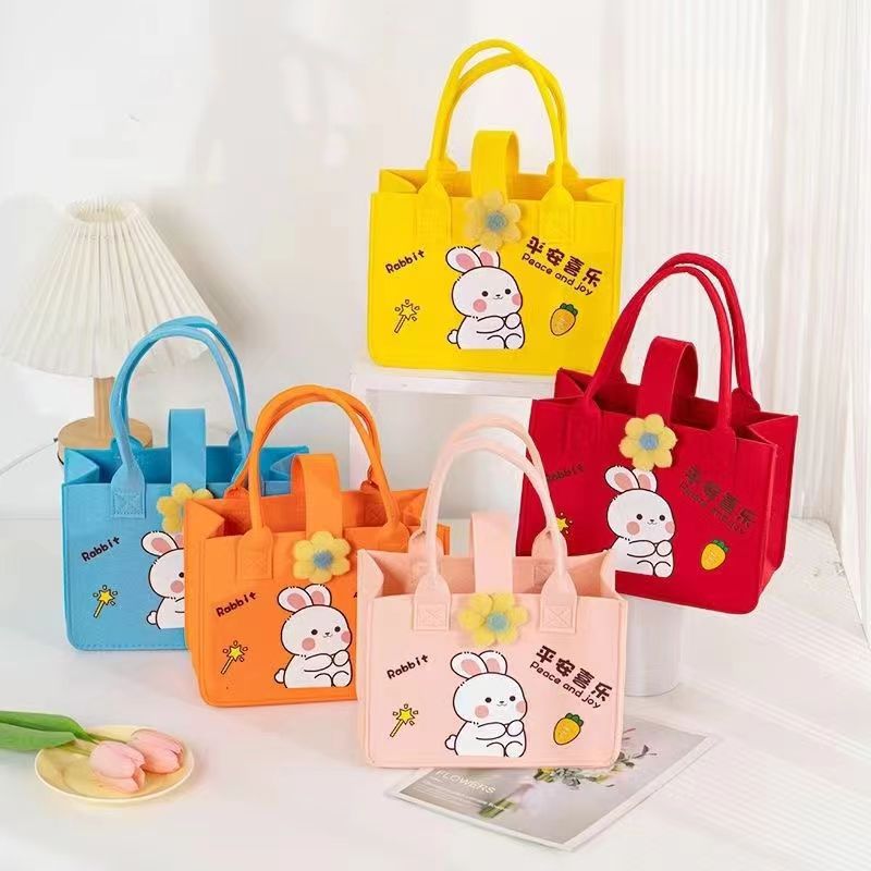 Popular Felt Bag, Internet Celebrity Bag, Peace and Joy Printed Handbag, Mommy Welfare Handmade Children's Cartoon Felt Bag