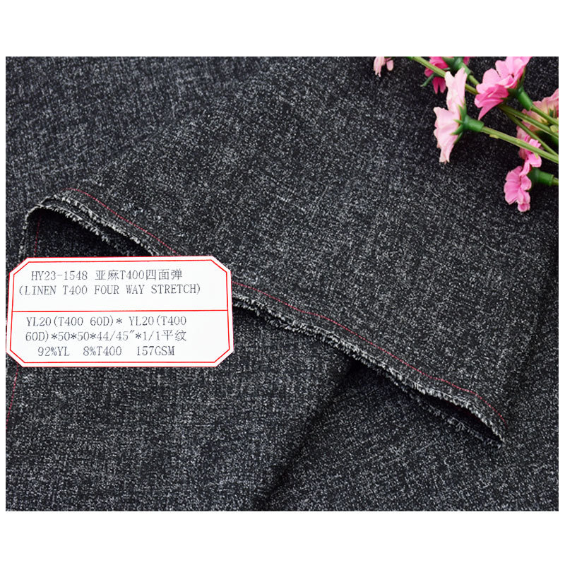 Linen four-sided elastic fabric 157gsm four-sided elastic woven skirt shirt wide leg pants fabric wholesale