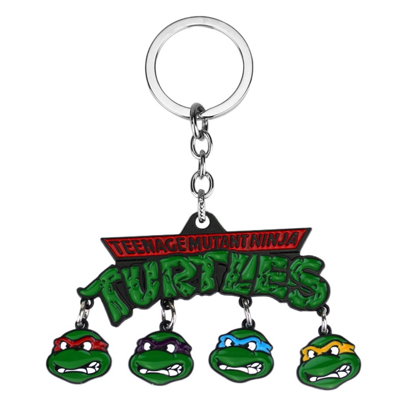 Movie and TV Surrounding Ninja Turtles Four Turtles Head Cartoon Key Ring Keychain Pendant Accessories Small Gifts