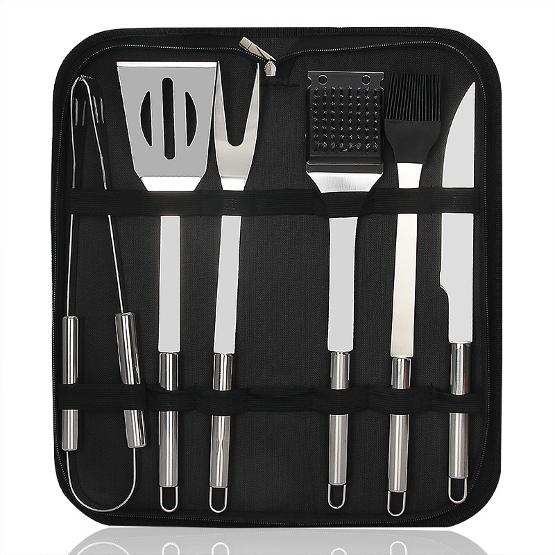 Picture of Amazon Stainless Steel Outdoor Barbecue Tool Bag Bbq Barbecue Clip Shovel Fork Skewer Aluminum Box Free Combination Set