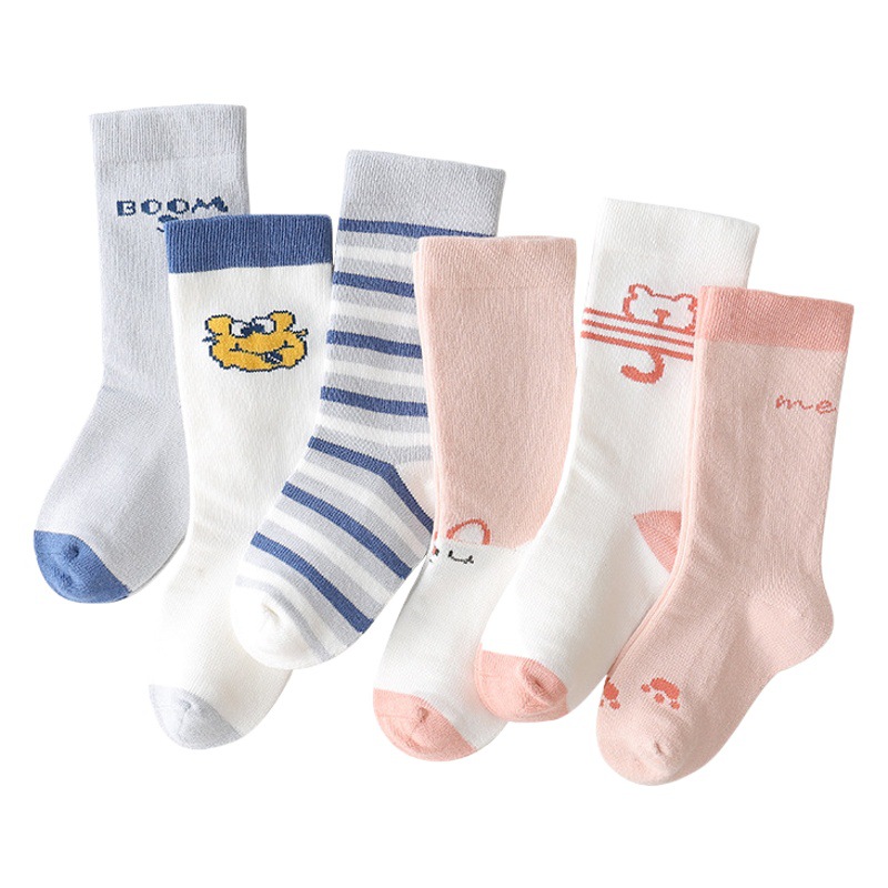 Spring and autumn new children's tube socks cartoon animation wind baby socks boneless cotton autumn and winter baby socks wholesale