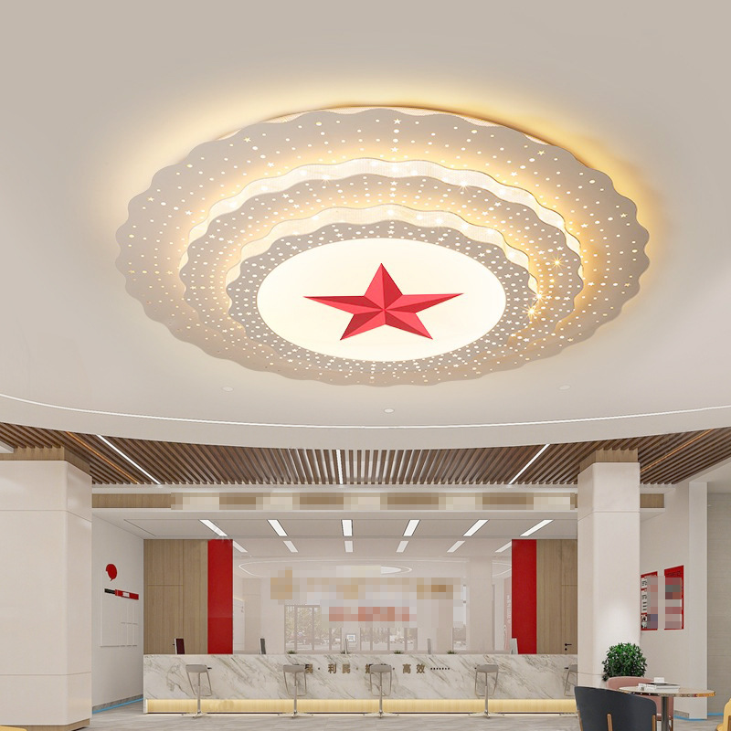 Five-pointed star LED ceiling lamp, office conference room, super large party lamp, round new lamp, 2 m fixed