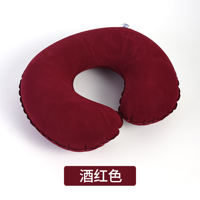 Picture of in stock travel inflatable pillow car airplane neck pillow U-shaped inflatable pillow pvc flocking travel pillow wholesale
