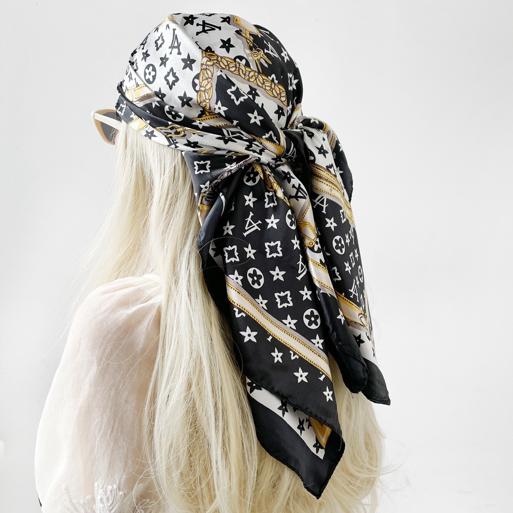 Picture of Simulated Silk Scarf Women's Headscarf 90*90cm Square Scarf Pattern Scarf Shawl European and American Cross-Border Scarf Wholesale