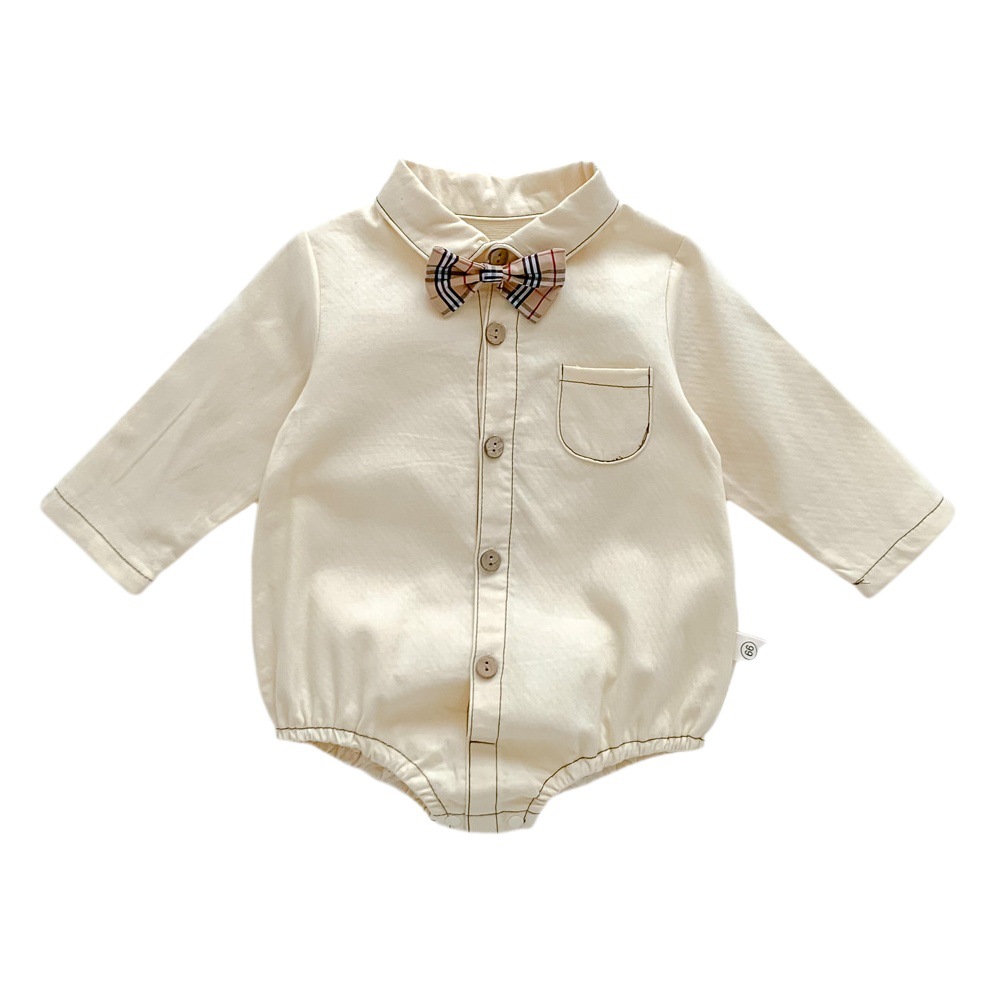 Spring New Baby Boy Formal Bodysuit Baby Gentleman Bow Tie Romper Newborn 100-Day-Old Clothing