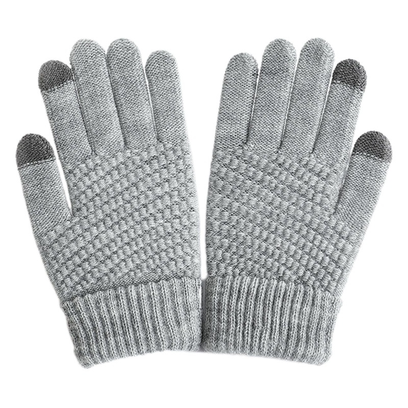 Autumn and Winter Pineapple Plaid Touch Screen Gloves Brushed Thickeneded and Warm Male and Female Couple Student Cycling Cold-Proof Gloves Factory