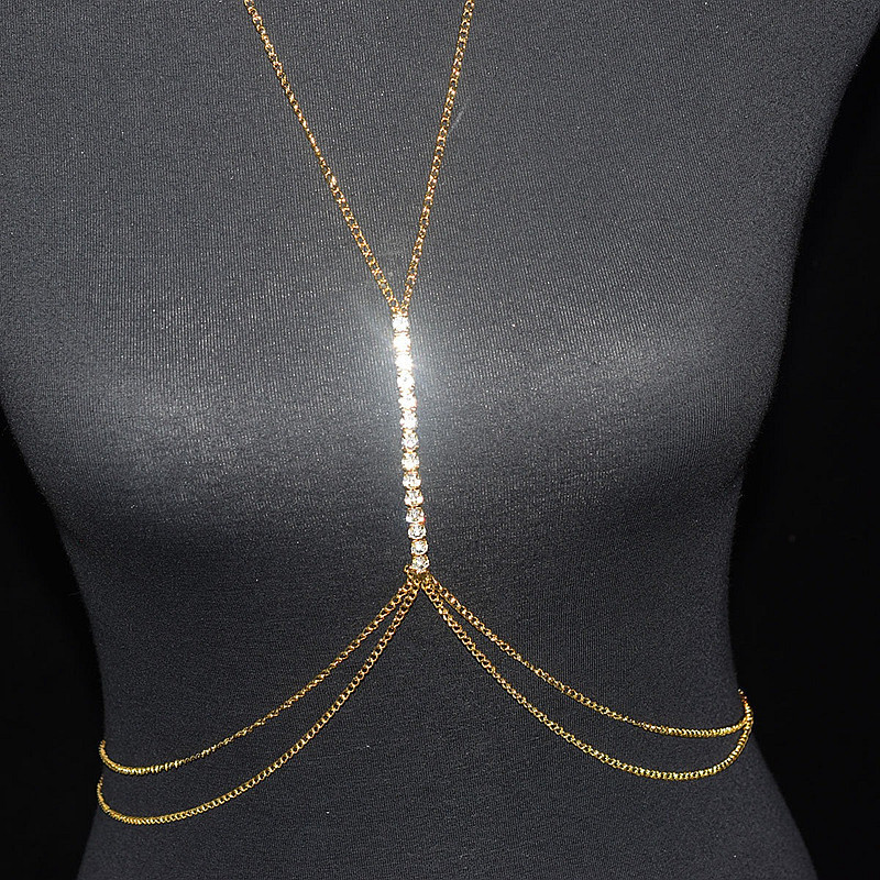 Picture of European and American Cross-border Jewelry Fashion Beach Sexy Bikini Neck Waist Decoration Women's Simple Diamond Body Chain