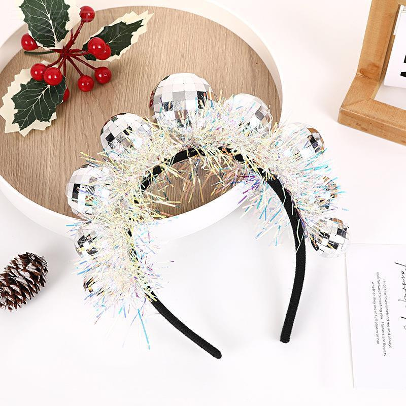 New Year Party Party Decoration Headband Disco Ball Headwear silver Disco Ball Headwear