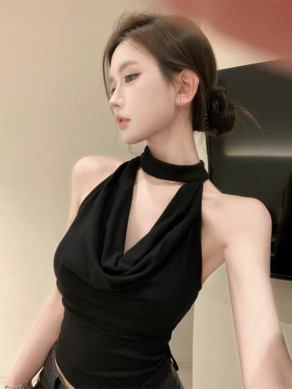 Hot Girl Swing Collar Slim-fit Slim-fit Halter Camisole Summer Pure Desire Sexy Niche Sleeveless Shoulder Top Ins