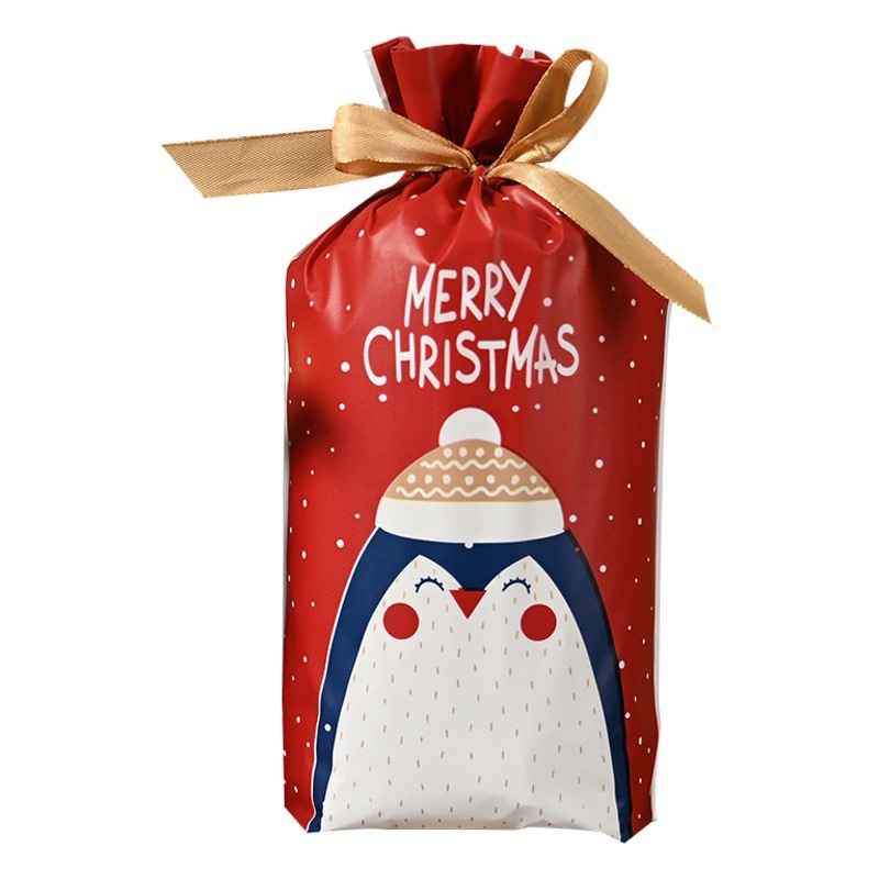 Cross-border Amazon Christmas Gift Bag Cookie Candy Apple Packaging Bag Children's Gift Bezel Ribbon Drawstring Bag