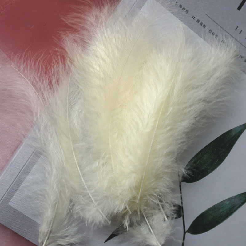 Picture of Feather Decoration Colorful Turkey Hair Pointed Tail Velvet Dream Catcher Material Wave Ball Gift Box Filler Shooting Props
