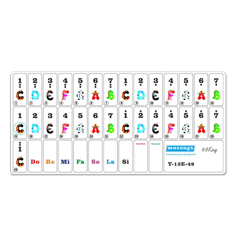 Picture of Yunzhiqu piano sticker color simple spectrum 61 key special sticker transparent five-line spectrum electronic organ cartoon English