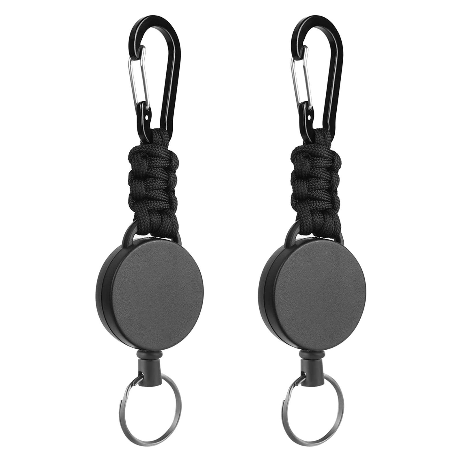 4cm black plastic round mountaineering buckle umbrella rope woven retractable easy pull key chain high elastic easy pull buckle