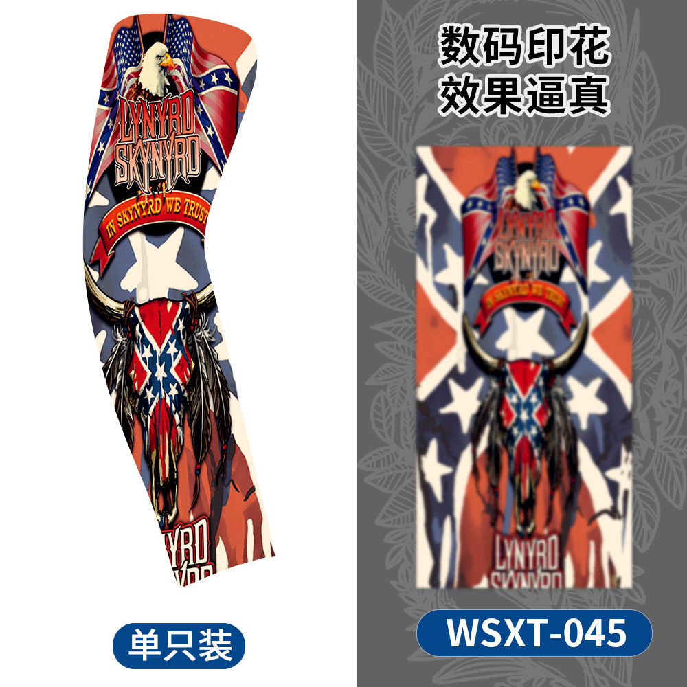 Picture of Summer Riding Sunscreen Tattoo Sleeve Simulation Tattoo Quick-drying Arm Protector Outdoor Sports Sunshade Breathable High Elastic Ice Sleeve