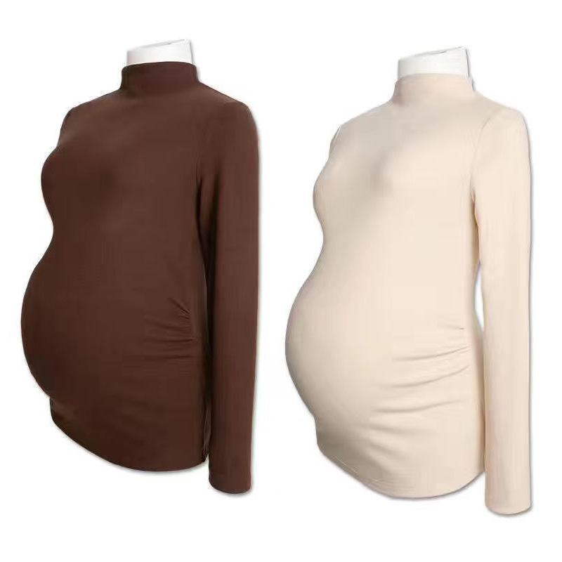 Picture of Pregnant women's clothing fashion spring autumn winter two-piece pregnant women adjustable abdominal pants solid color velvet warm bottoming shirt suit