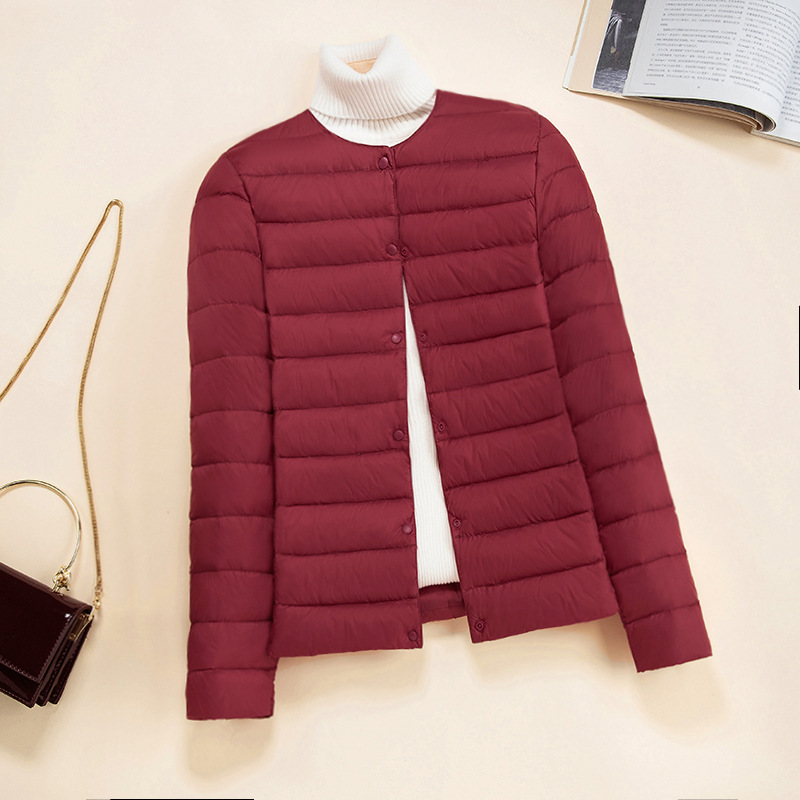 Picture of Lightweight Down Jacket Women's Short New Round Neck Thin Inner Liner Slim-fit Inner Wear Base plus size Jacket Trendy