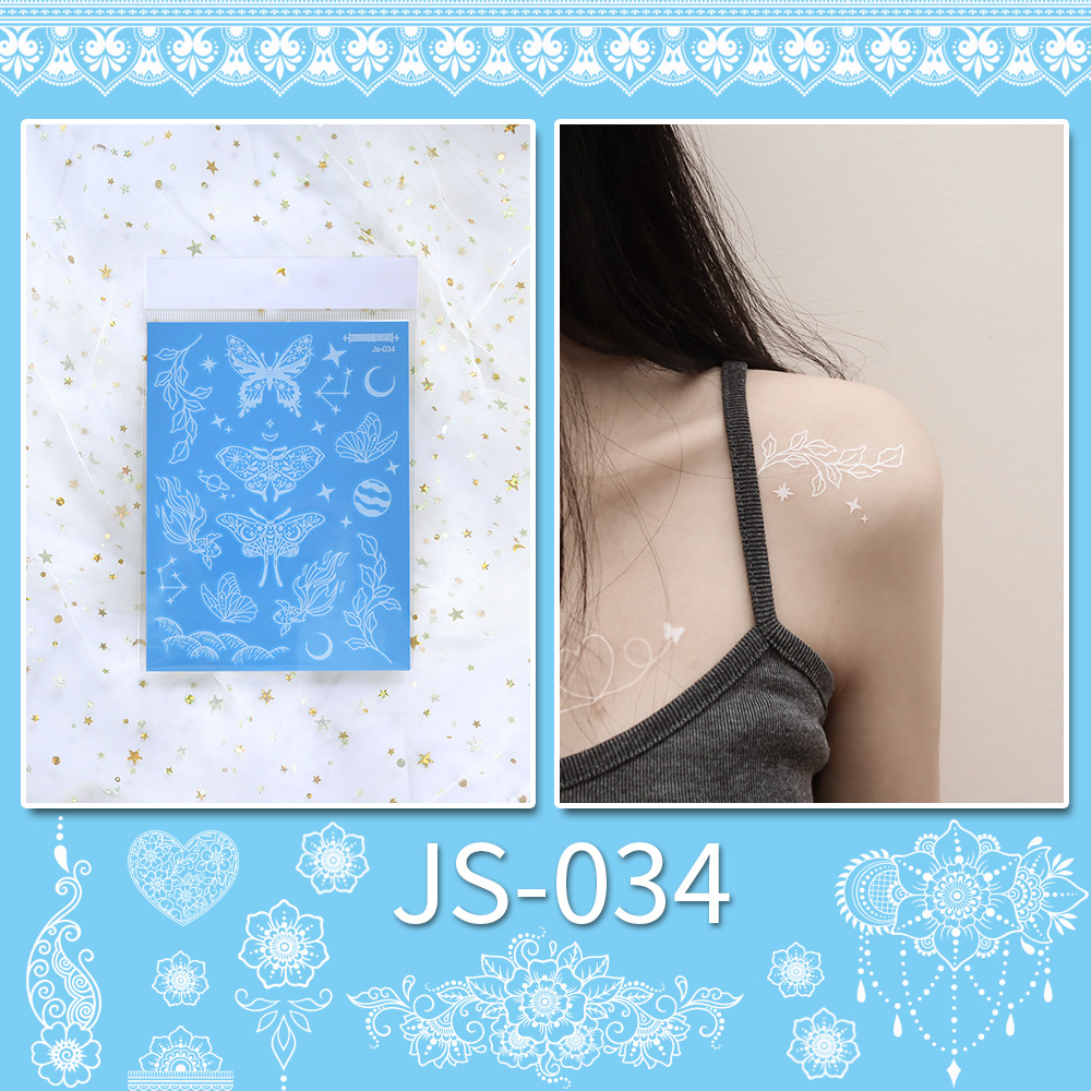 Picture of New Cross-border Source White Tattoo Sticker Personalized Face Sticker Henna Hand-painted Sticker Collarbone Sticker Disposable Tattoo