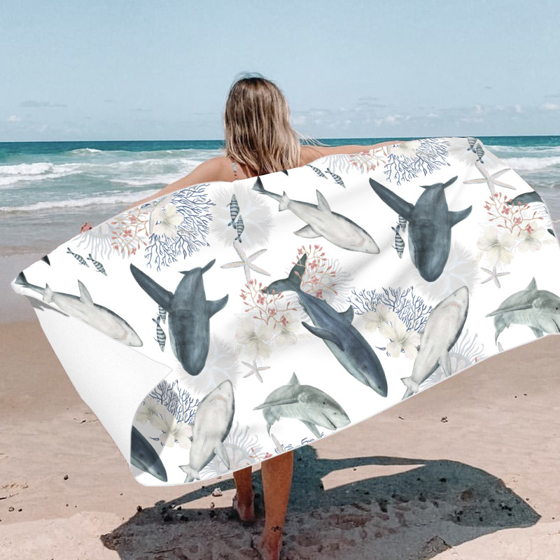Picture of New Cross-Border Amazon European and American Double-Sided Velvet Quick-Drying Bath Towel Customizable Printed Towel Beach Swimming Beach Towel
