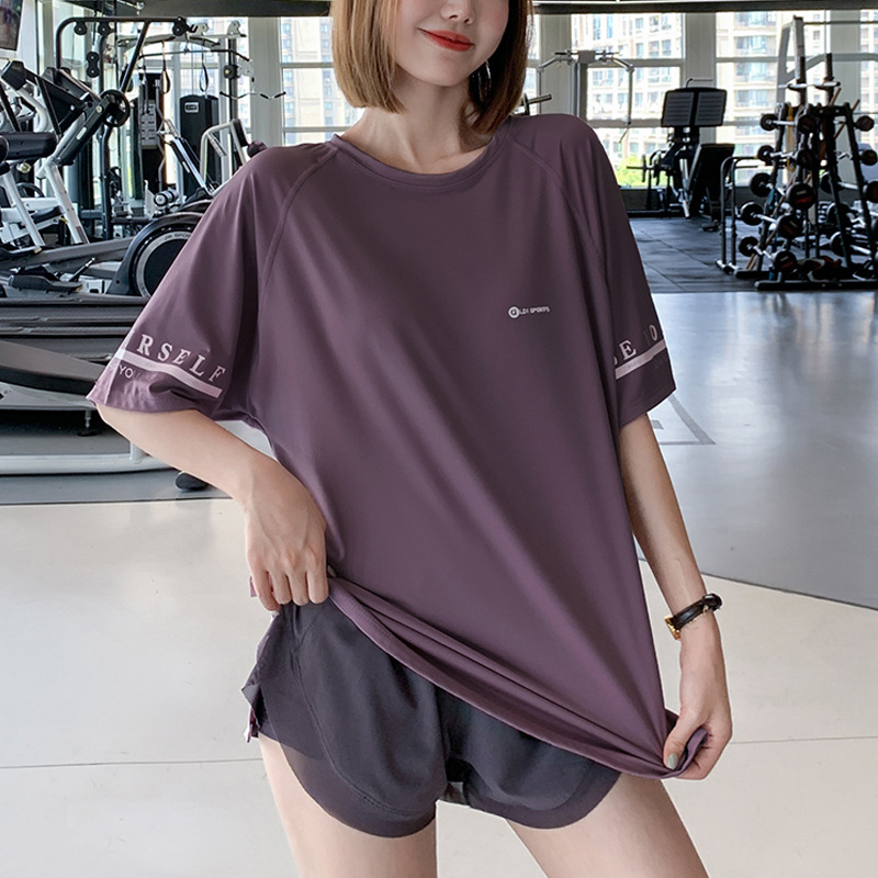 Picture of Yoga Short-sleeved Fitness Suit Sports T-shirt Women's Loose Running Blouse Summer Thin plus size chubby girl Quick-drying Top