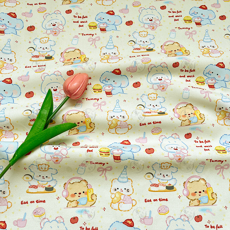 Animal Tea Party cotton Ba'an canvas bag jacket pet cushion outing bag vest handmade DIY fabric