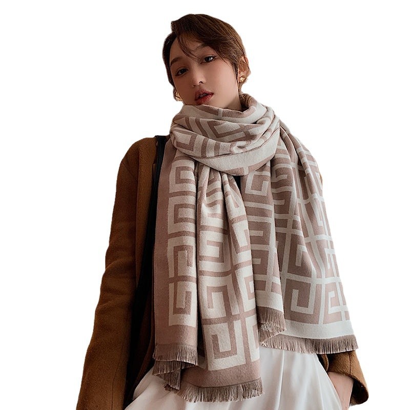Picture of Classic Back Pattern Imitation Cashmere Scarf Autumn and Winter All-match Thickened Warm Scarf Shawl with Cotton Foreign Trade