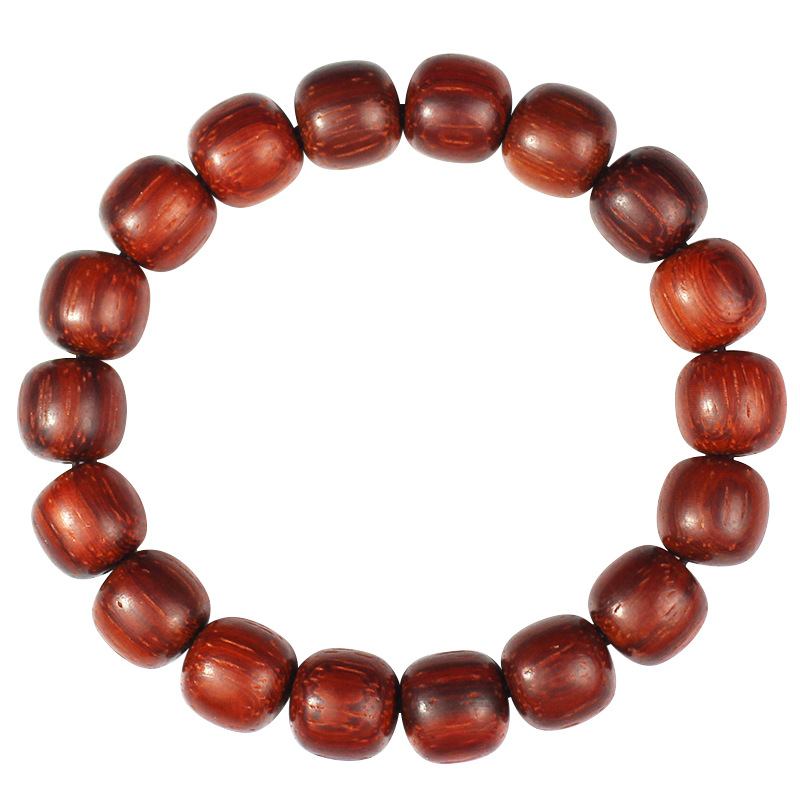 Picture of Red rosewood bracelet barrel beads 11*12MM cat's eye rosewood lobular red sandalwood beads Wen play men and women around the finger soft