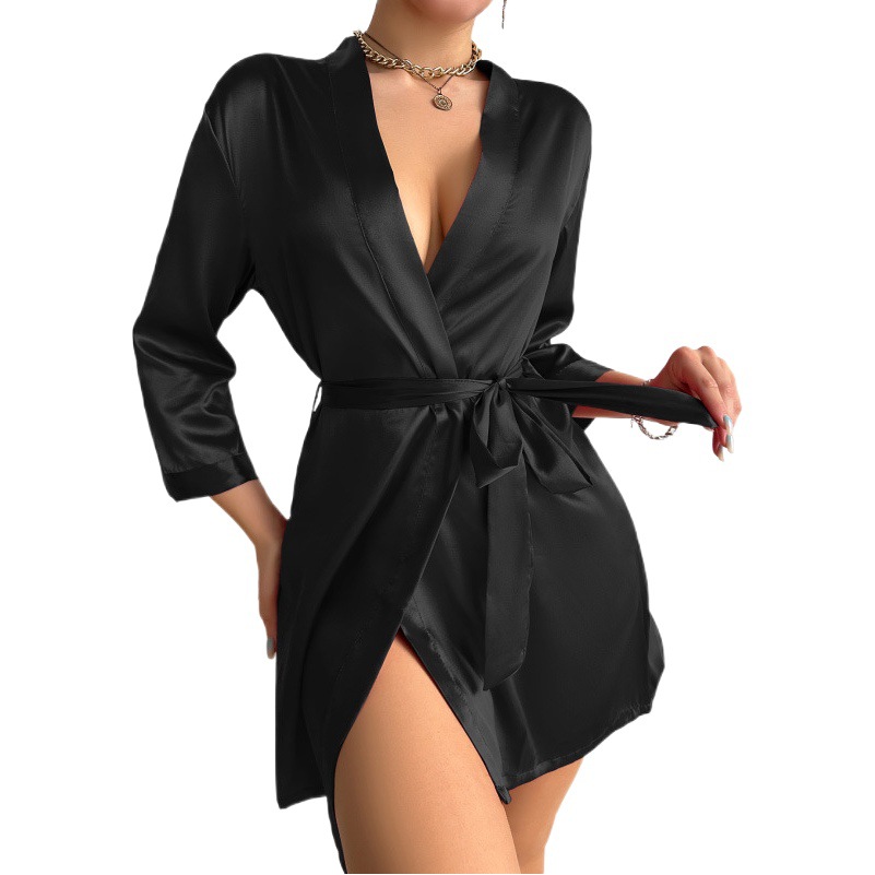 Sexy Solid Color Pajamas Summer Thin Breathable Sling dress Home Clothes New Ice Silk Pajamas for Women
