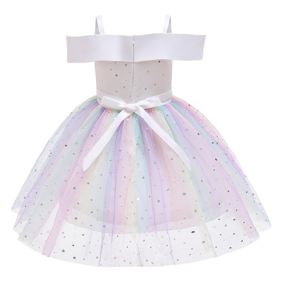 Picture of European and American New Summer Girls' Dress Starry Sky Sequined Tutu Skirt One-Shoulder Off-Shoulder Children's Dress Princess Dress