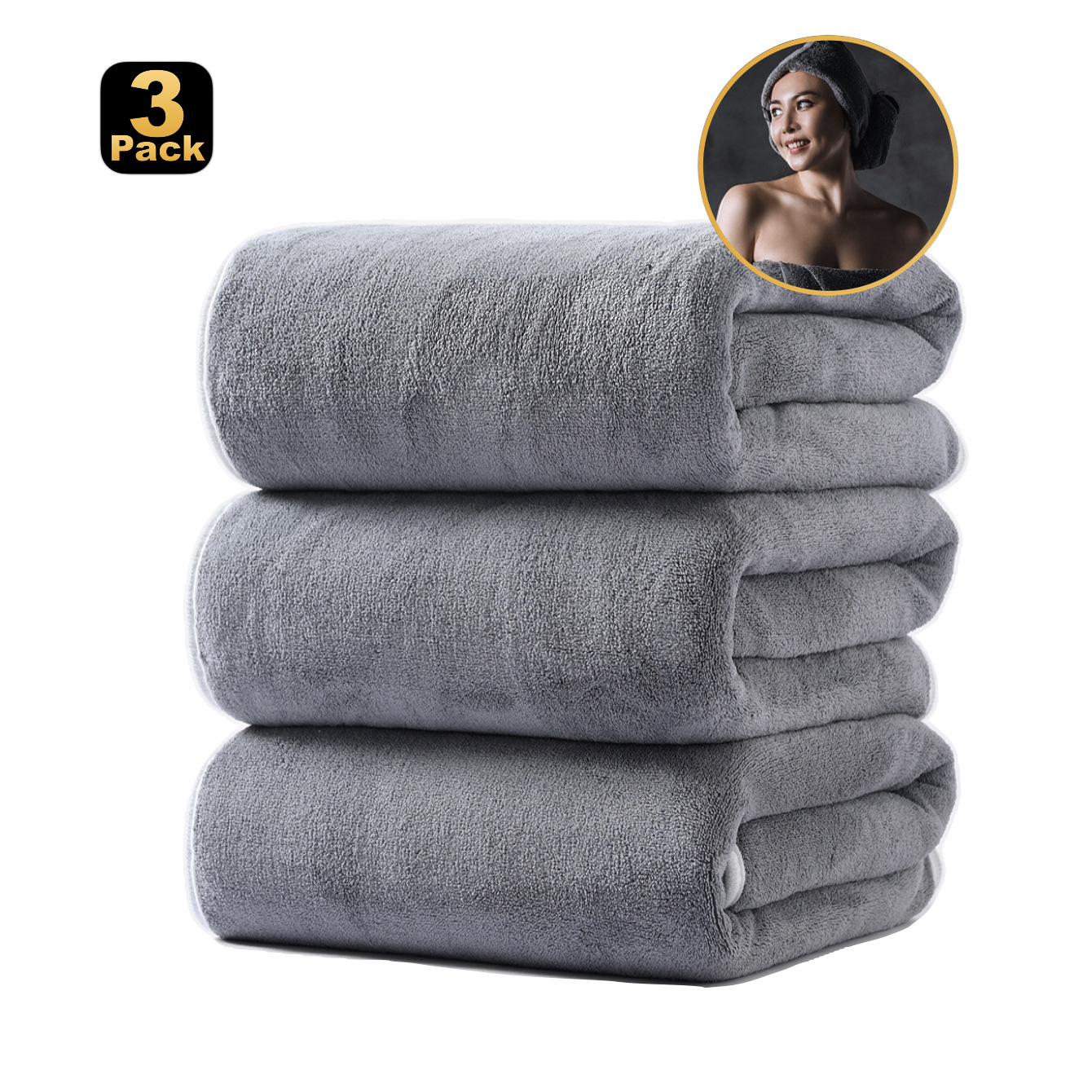 Picture of Wholesale coral fleece bath towel three adult household bath large towel than pure cotton absorbent cross-border supply