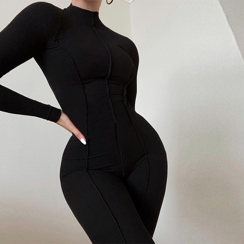 Picture of Amazon AliExpress Cross-border Foreign Trade Explosions Jumpsuit European and American-style Slim-fit Long-sleeved Round Neck High-elastic Women's Jumpsuit