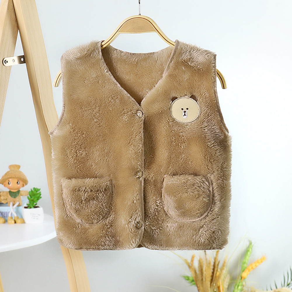 Picture of New children's plush vest autumn and winter thick baby cardigan boys and girls warm clothes children's clothing wholesale