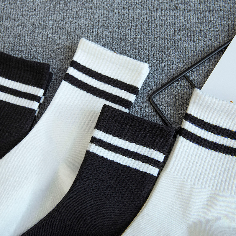 Picture of Socks women's mid-calf length socks men's deodorant cotton couple socks student stockings ins trendy long black white spring and autumn cotton socks