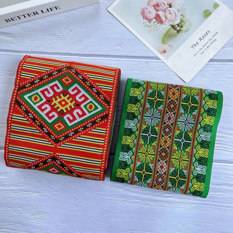 Ethnic lace retro red geometric green cashew pattern clothing accessories A- 2288 width 16cm