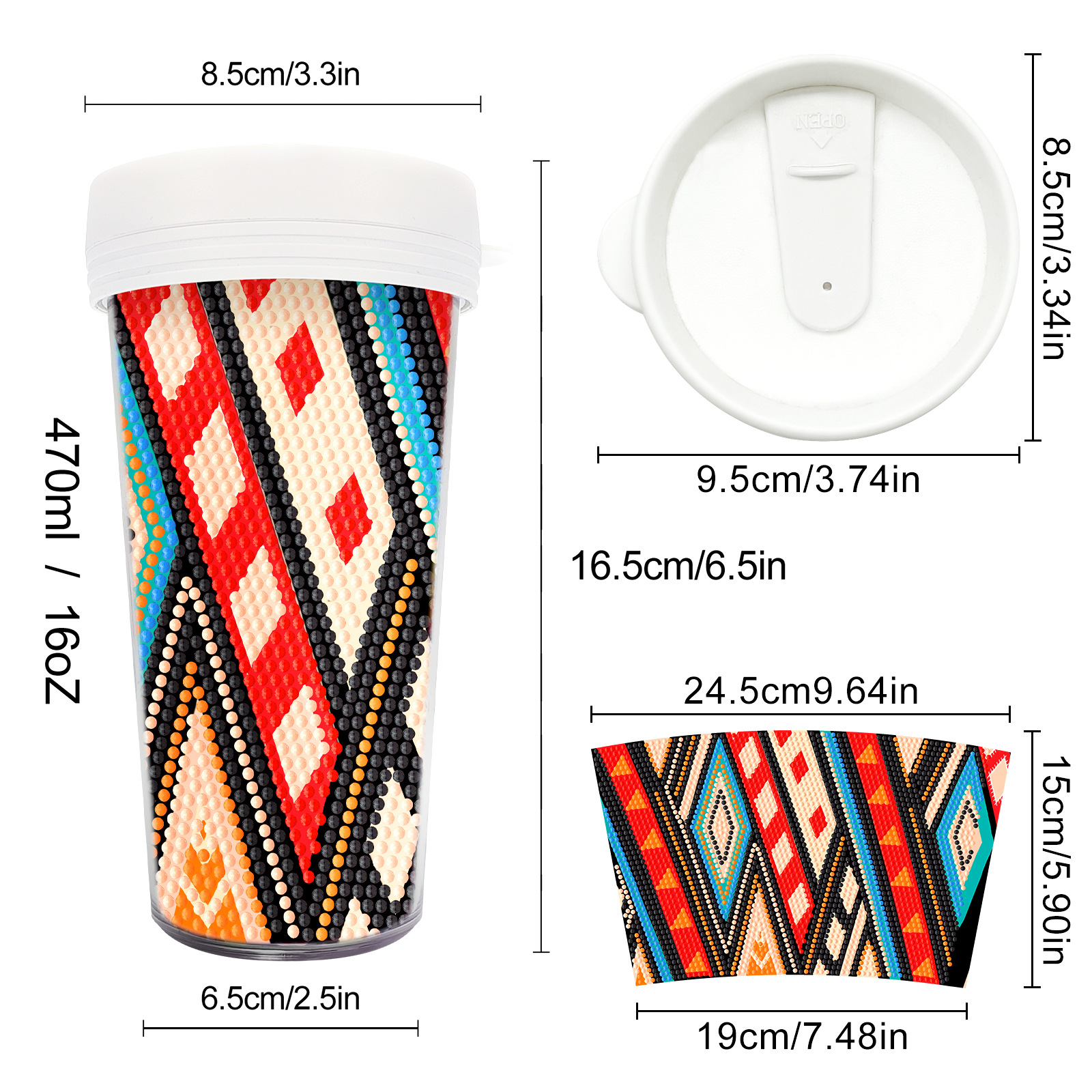 Picture of Diamond Painting Peripherals, New and Unique Cups, Cross-Border Supply, Diamond Stickers, Embroidery, DIY Handmade Full Diamond Creative Decorative Paintings Wholesale