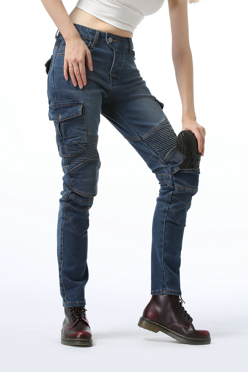 Picture of VOLERO casual multi-bag overalls motorcycle pants motorcycle jeans women's motorcycle racing cycling pants with protective gear
