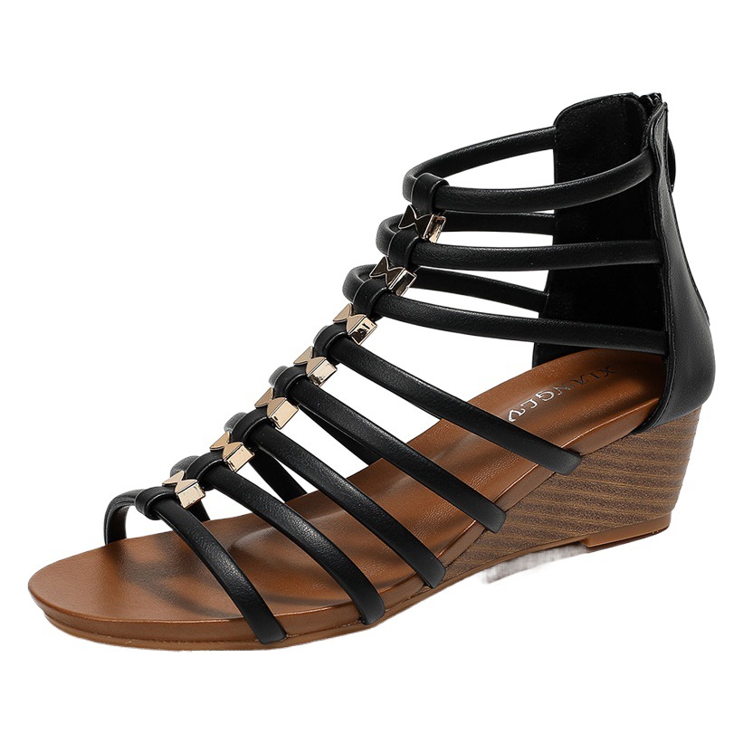 Foreign trade cross-border wedge sandals women's new one-strap casual fashion bohemian seaside vacation Roman sandals