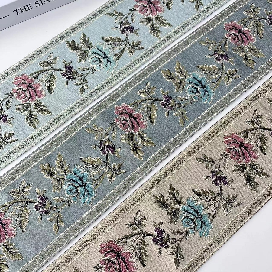 Ethnic lace ribbon flower pattern width 8.6CM curtain sofa accessories