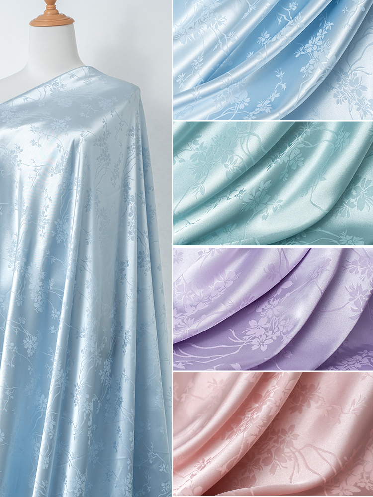 Hanfu Antique Cheongsam Jacquard Fabric Ethnic Acetic Satin Horse-face Skirt Silk Handmade DIY Fabric